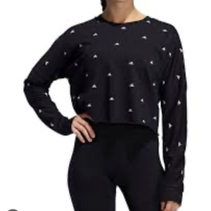 Adidas cropped‎ logo workout sweatshirt size XS